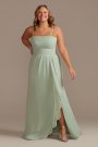 Spaghetti Strap Bridesmaid Dress with Cascade David's Bridal F20319