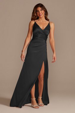 Charmeuse Draped Strappy Bridesmaid Dress Galina Signature GS290017