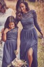 Three-Quarter Lace and Mesh Bridesmaid Dress David's Bridal F19908