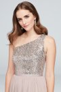 Sequin and Mesh One-Shoulder Bridesmaid Dress David's Bridal F17063S