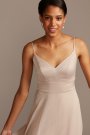 Spaghetti Strap Crepe-Back Satin Bridesmaid Dress David's Bridal W11995