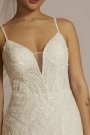 Glitter Tulle Lace Mermaid Tall Plus Wedding Dress SWG941