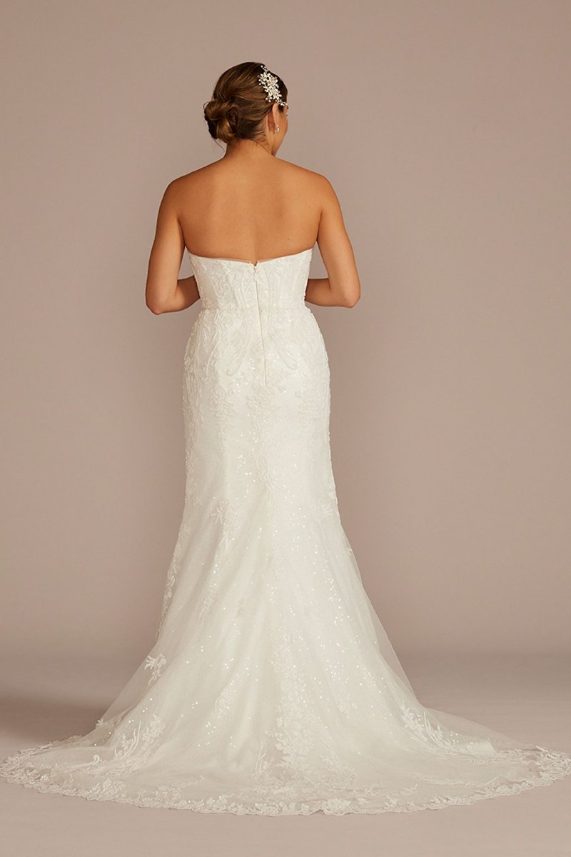 Beaded Lace Wedding Dress with Removable Sleeves CWG962