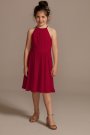 High Neck Pleated Short Junior Bridesmaid Dress David's Bridal JB9925