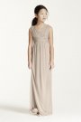 Long Sleeveless Mesh Dress with Ruched Waist David's Bridal JB5728