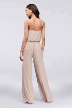 Flowy Wide-Leg Georgette Bridesmaid Jumpsuit David's Bridal F19790