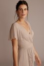 Chiffon Flutter Sleeve Ruffle Bridesmaid Dress David's Bridal F20487