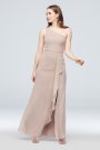 One-Shoulder Chiffon Bridesmaid Dress with Cascade David's Bridal F20011