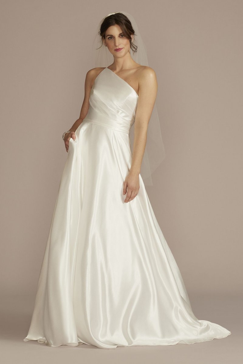 One Shoulder Satin A-Line Wedding Dress WG4095