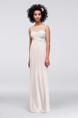 Long Mesh Dress with Illusion Sweetheart Neckline David's Bridal F15927