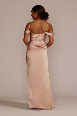 Charmeuse Cowl Bridesmaid Dress with Swag Sleeves GS290112