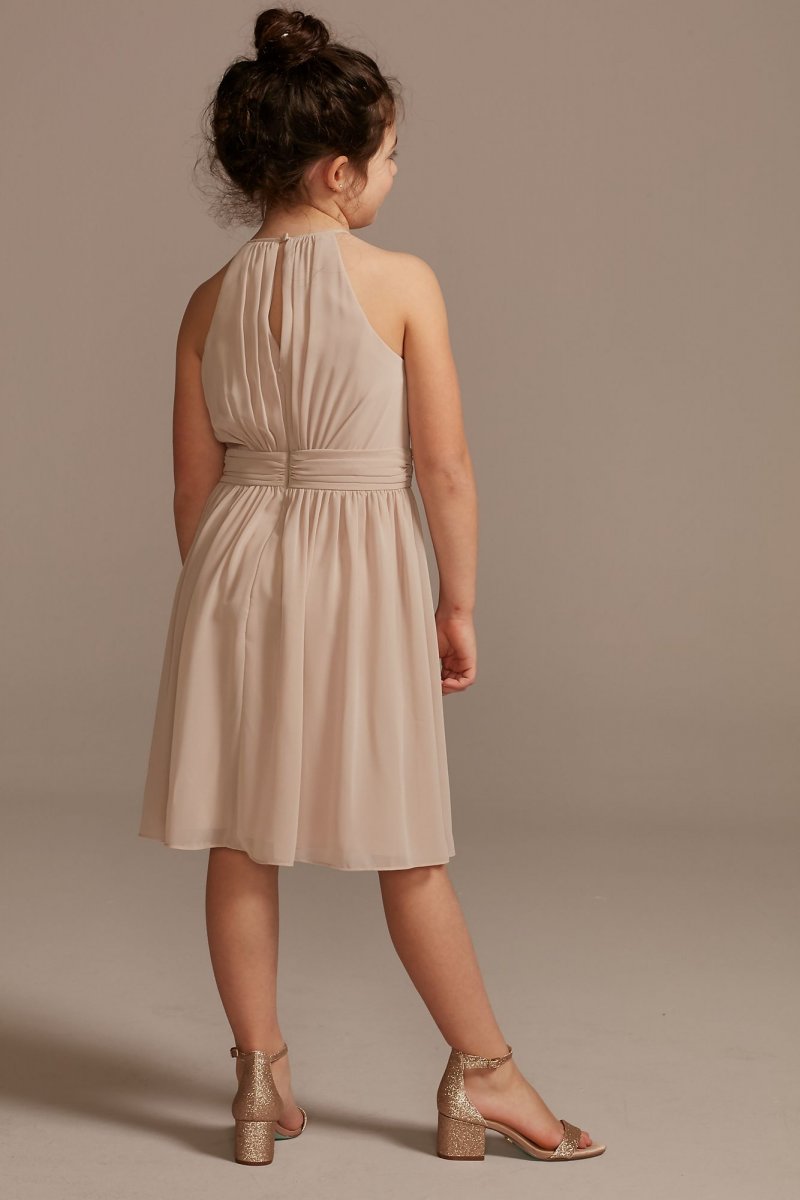 High Neck Pleated Short Junior Bridesmaid Dress David's Bridal JB9925