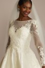 Beaded Lace and Satin Long Sleeve Wedding Dress CWG946