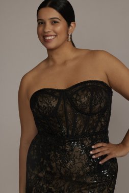 Plus Size Strapless Corset Gown with Trumpet Skirt Galina Signature WBM3095W