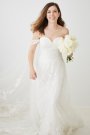 Lace Applique Wedding Dress with Removable Sleeves CWG954