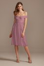 Off the Shoulder Pleated Short Bridesmaid Dress David's Bridal F20173