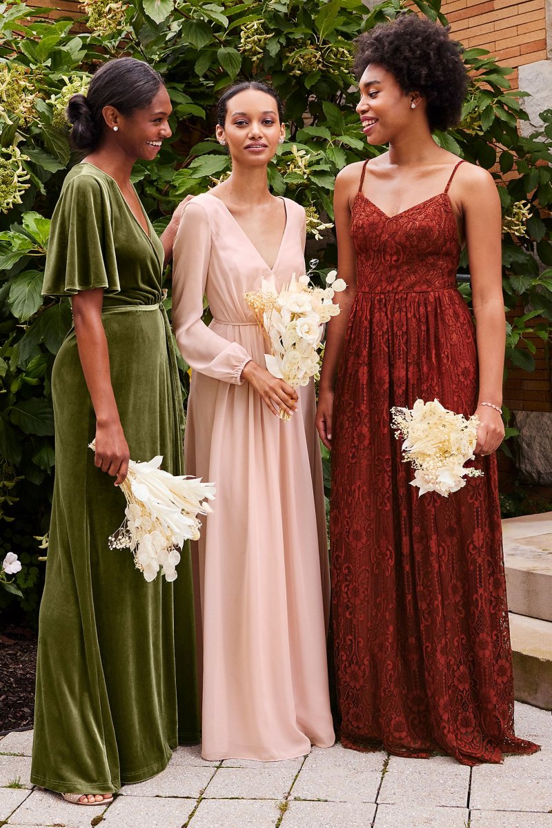 Stretch Velvet Flutter Sleeve Bridesmaid Dress F20469