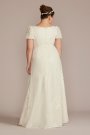 Floral Puff Sleeve V-Neck Tall Plus Wedding Gown DB Studio 4XL9WG4052