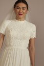 High Neck Short Sleeve Lace Modest Wedding Dress MSLWG4032