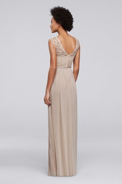 Long Bridesmaid Dress with Lace Bodice David's Bridal F19328