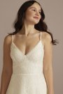 High-Low Lace Spaghetti Strap V-Neck Wedding Dress SDWG1135