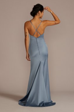 Satin Spaghetti Strap Mermaid Bridesmaid Dress GS290067