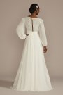 Long Billow Sleeve Chiffon A-Line Wedding Dress SDWG1126