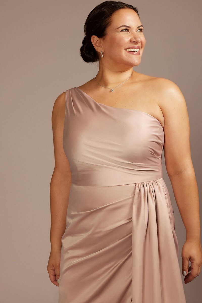 One-Shoulder Stretch Satin Bridesmaid Dress GS290147