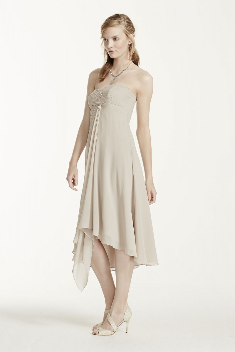 Strapless Chiffon Short Dress David's Bridal F12284