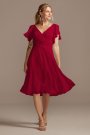 Flutter Sleeve Chiffon Short Bridesmaid Dress David's Bridal F20241