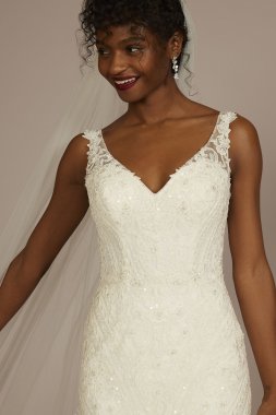 Multi-Lace Tank V-Neck Mermaid Wedding Dress CWG963