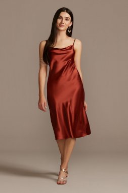 Midi Satin Slip Dress with Spaghetti Straps DB Studio DS270106