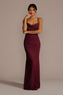 Stretch Crepe Cowl Neck Strappy Bridesmaid Dress Galina Signature GS290054