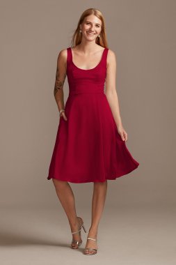 Crepe-Back Satin Scoop Tank Short Bridesmaid Dress David's Bridal F20244