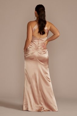 Charmeuse Halter Bridesmaid Dress GS290122