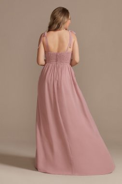 Tie-Strap Chiffon Sweetheart Long Bridesmaid Dress David's Bridal F20364