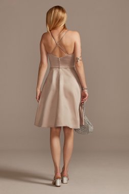 Spaghetti Strap Satin Short Bridesmaid Dress David's Bridal F20245