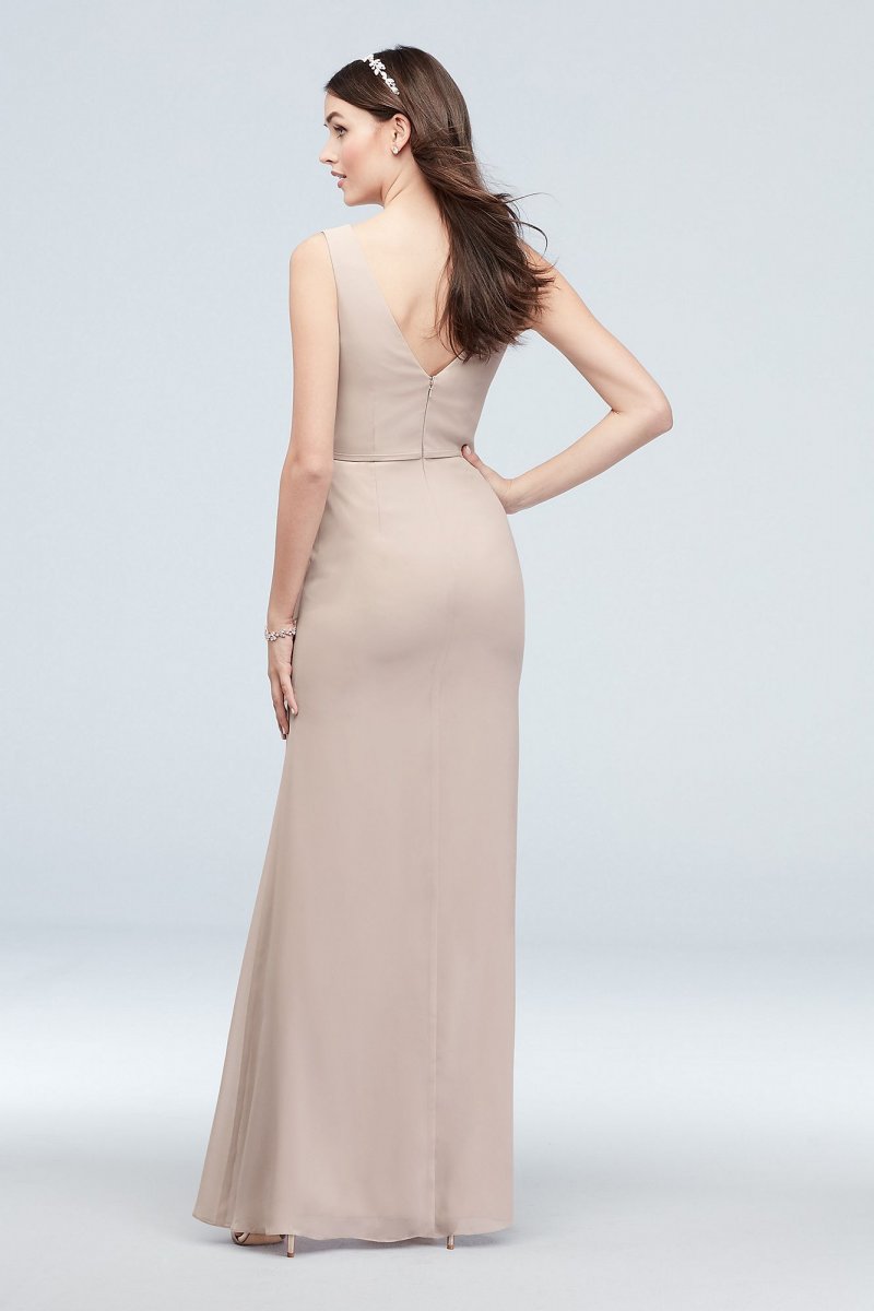 V-Neck Tank Chiffon Cascade Bridesmaid Dress David's Bridal F20012