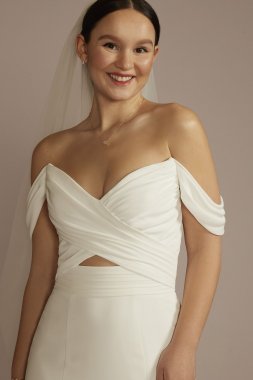 Recycled Crepe Swag Sleeve Wedding Dress RWG4076