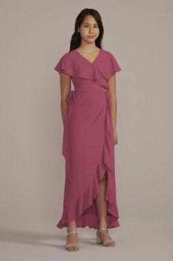 Chiffon High-Low Ruffle Junior Bridesmaid Dress JB9944