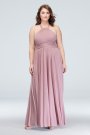 High-Neck Mesh Bridesmaid Dress with Full Skirt David's Bridal F19931