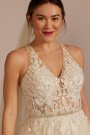 Illusion Halter Beaded Lace A-Line Wedding Dress SWG948