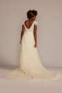 Floral Sequin Feathered Tall Plus Wedding Dress SWG938