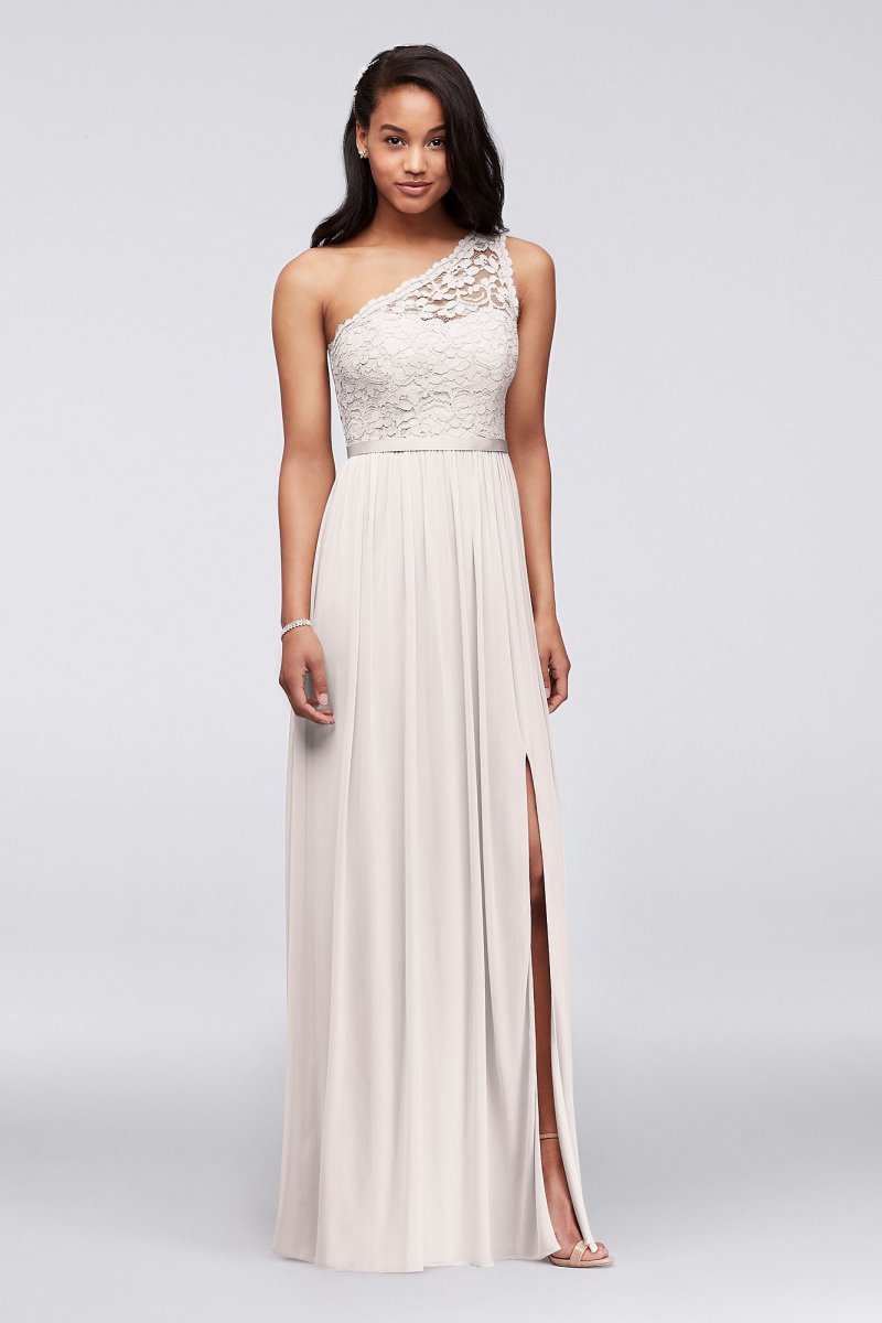 Long One Shoulder Lace Bridesmaid Dress David's Bridal F17063