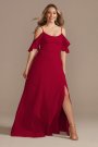 Cold-Shoulder Long Chiffon Bridesmaid Dress David's Bridal F20365