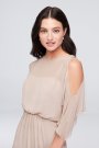 Cold-Shoulder Blouson Chiffon Bridesmaid Dress David's Bridal F19712