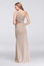 One-Shoulder Mesh Dress with Lace Inset David's Bridal F19419