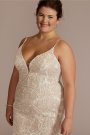 Plunging V-Neck Godet Skirt Plus Size Wedding Gown DB Studio 9WG4064