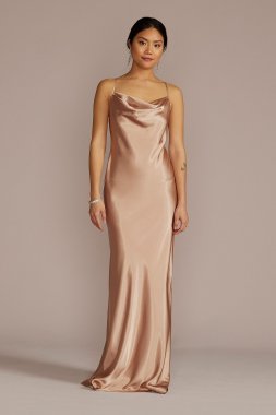 Charmeuse Cowl Neck Bridesmaid Dress GS290113