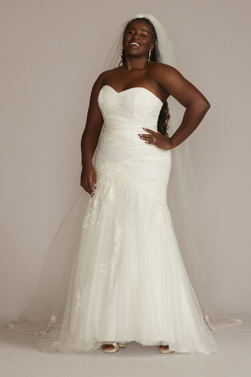 Strapless Mermaid Plus Size Wedding Dress Oleg Cassini 8CWG926